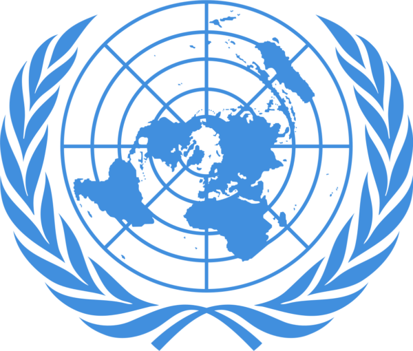 FN emblemet viser et verdenskart som symbol på jordas befolkning. Kartet er omkranset av to olivengreiner, et gammelt tegn på fred og samarbeid.