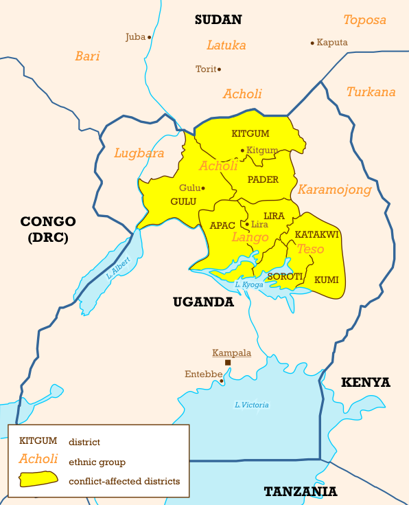 Kart over område som er blitt påvirketav LRA