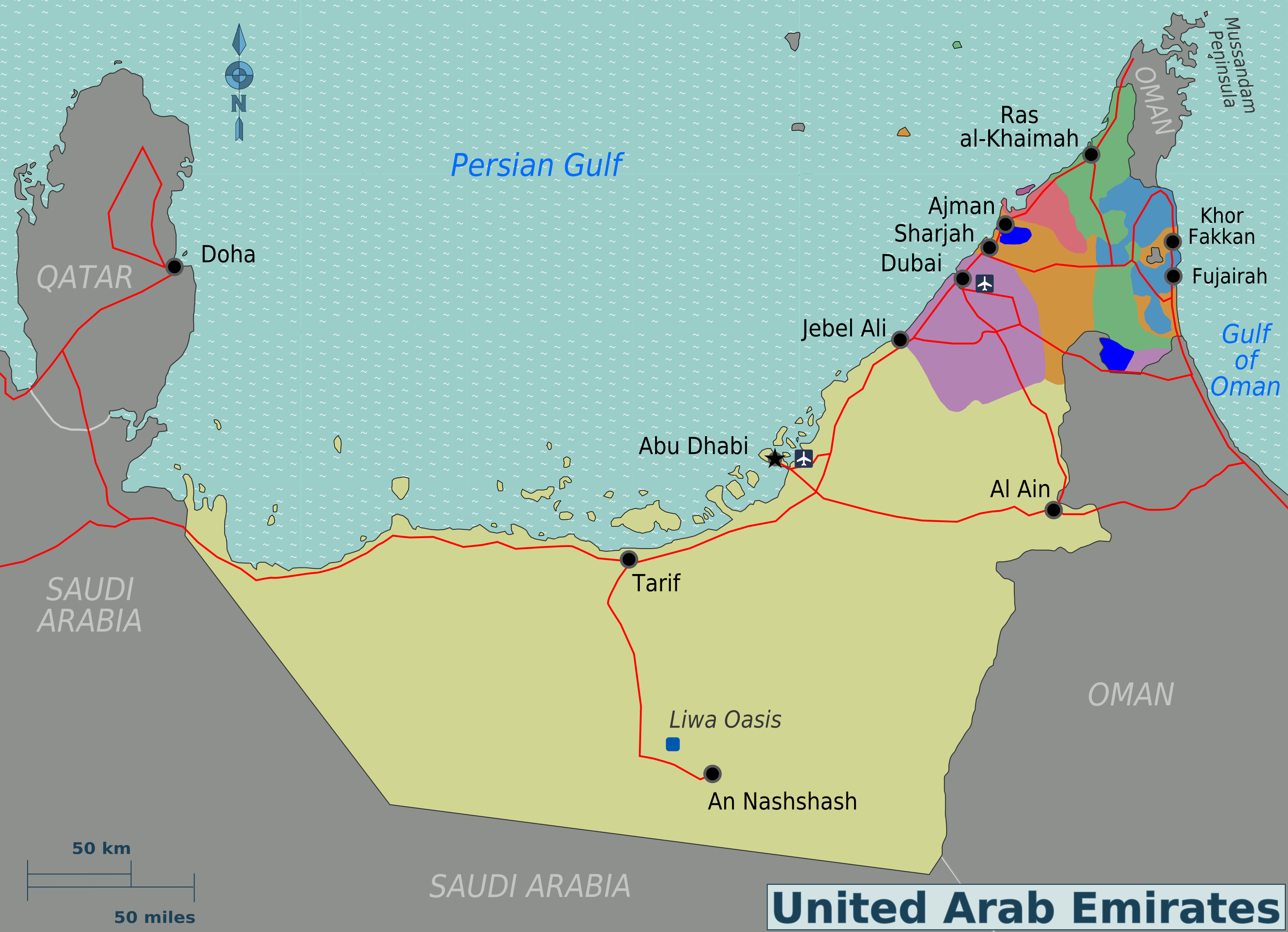 Kart over de forente arabiske emirater