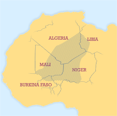 Kart over utbredelsen av tuaregene