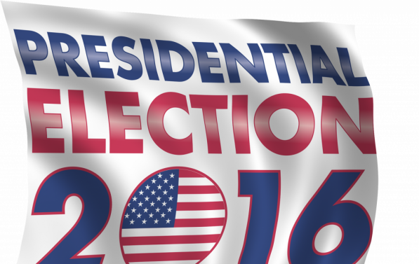 Flagg hvor det står "Presidental Election 2016"