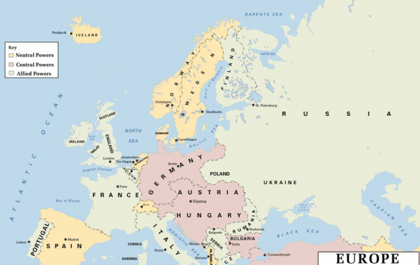 Kart over Europa 1914