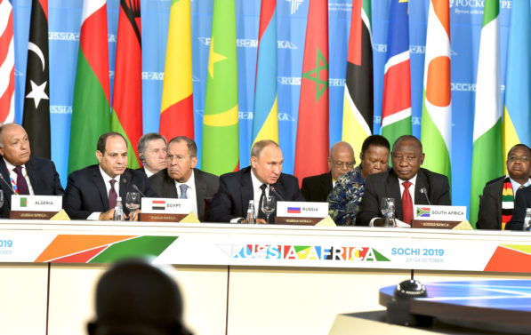Et panel kalt Russia-Africa hvor vi blant annet ser Putin og flere afrikanske statsledere