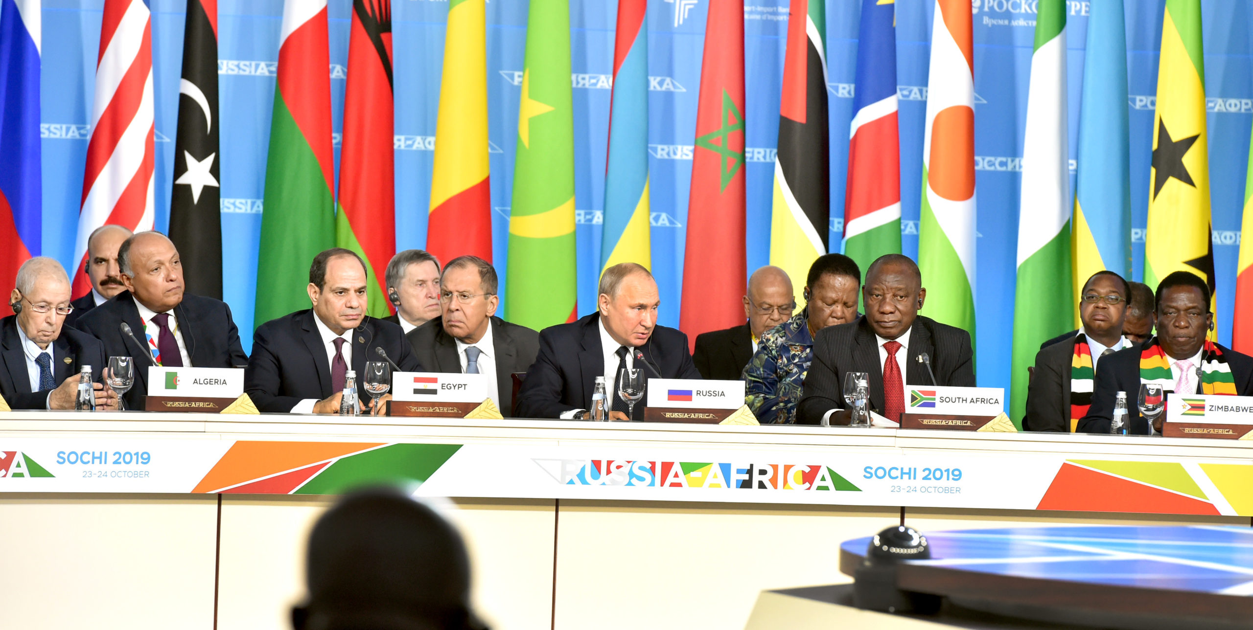 Et panel kalt Russia-Africa hvor vi blant annet ser Putin og flere afrikanske statsledere