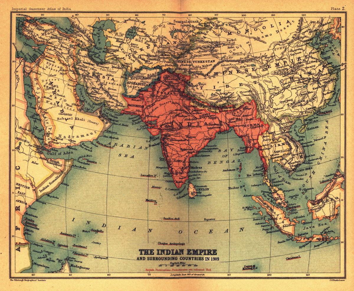 Kart over Britisk India. 
