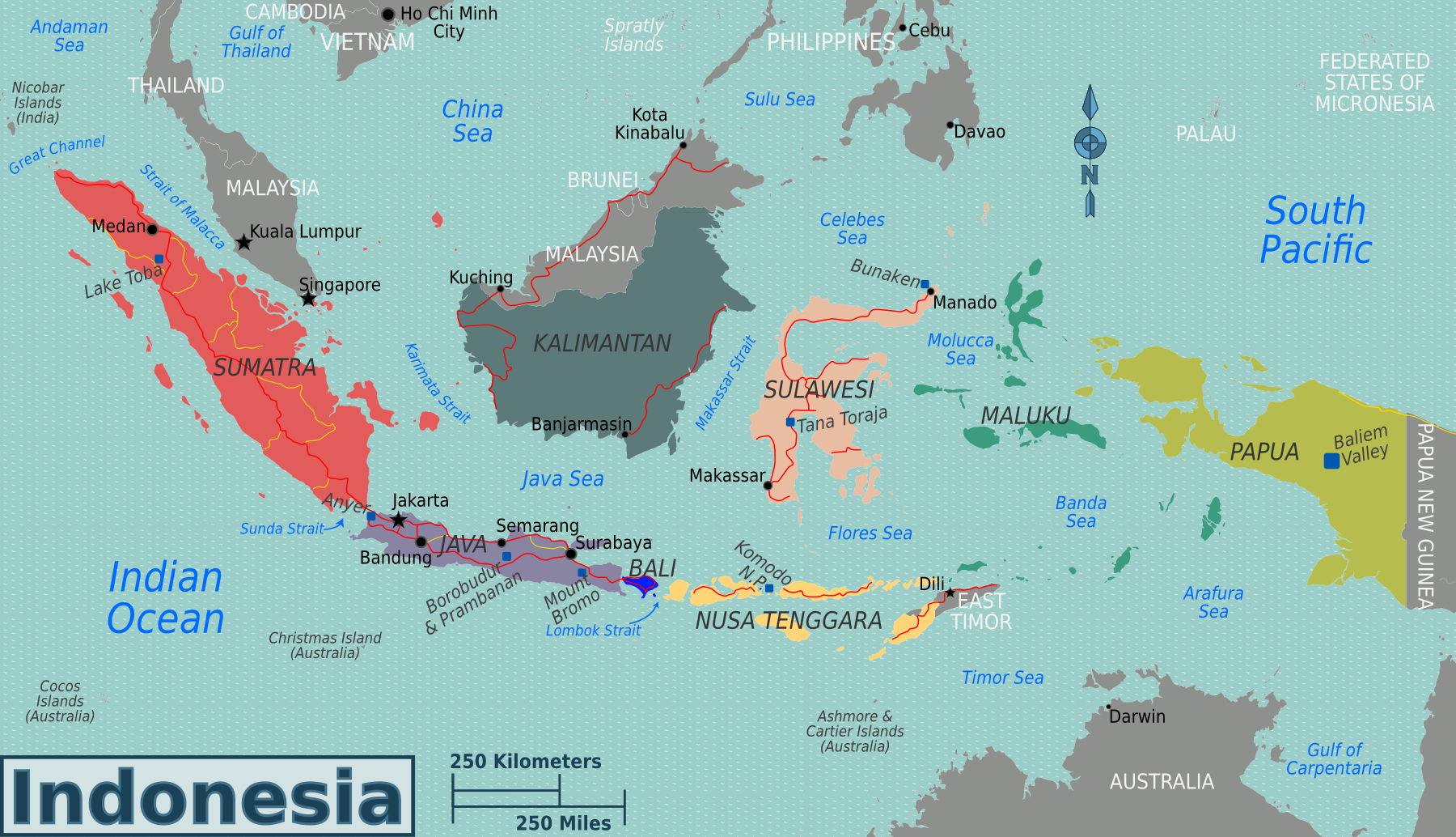 Kart over øyriket Indonesia