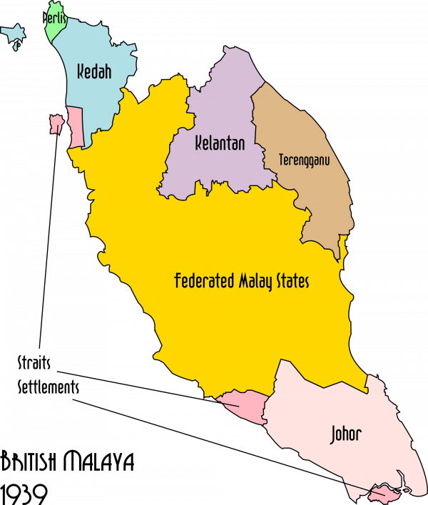 Kart over Britisk Malaya.