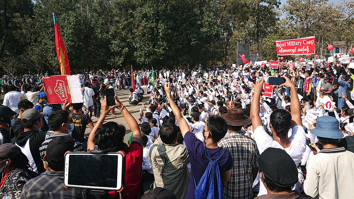 Protester i Myanmar.