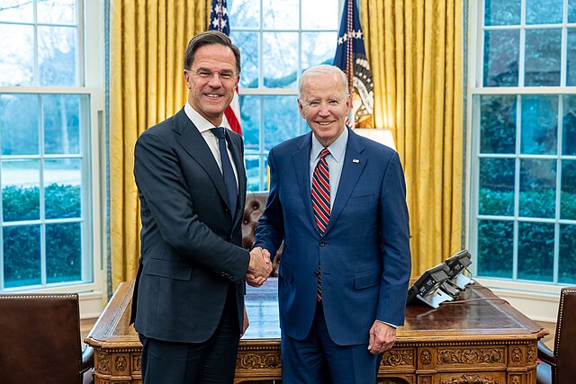 Nederlands statsminister Mark Rutte sammen med den amerikanske presidenten Joe Biden.